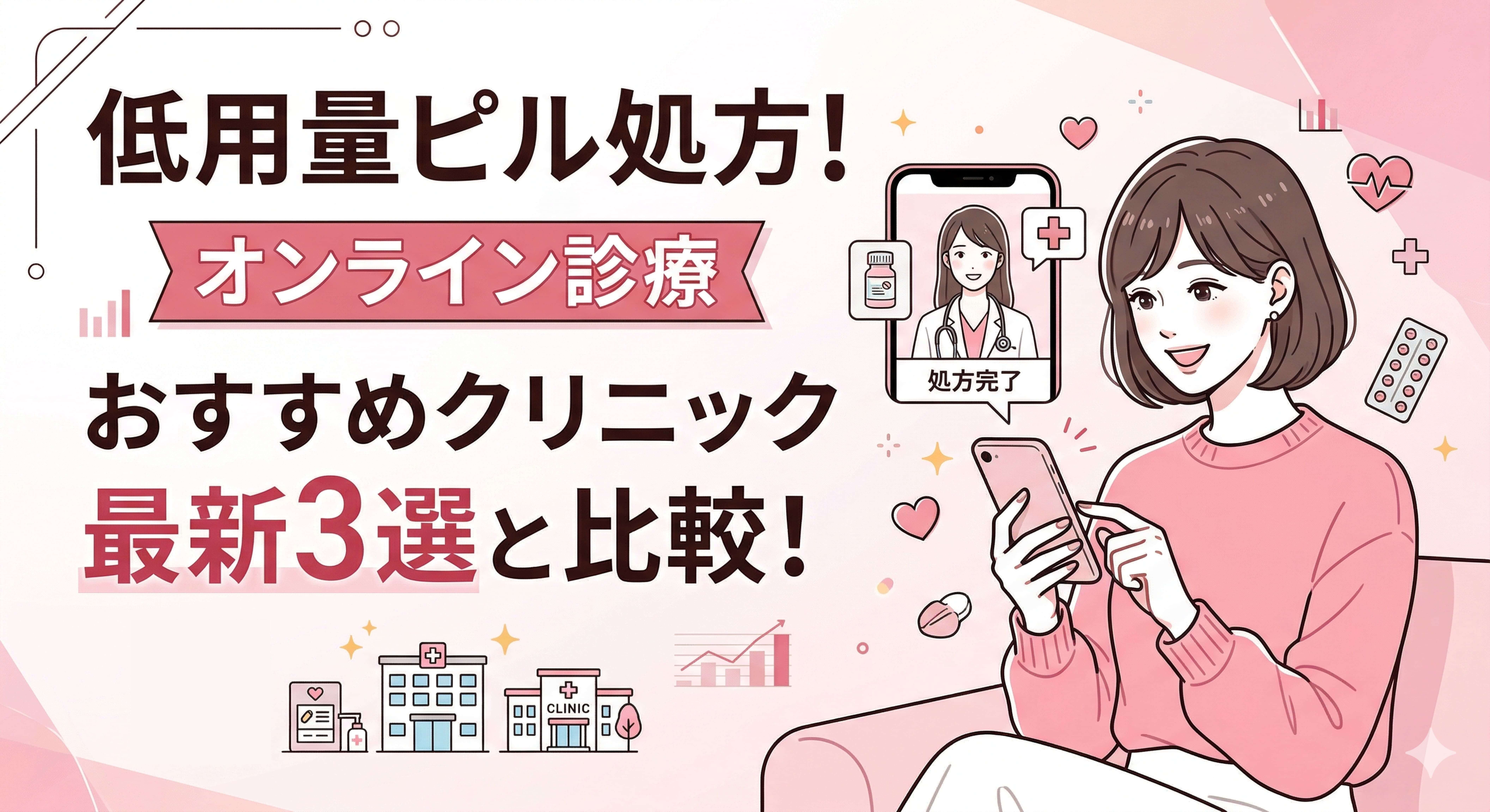 低用量ピル処方！オンライン診療おすすめクリニック最新3選と比較！ (1) (1)